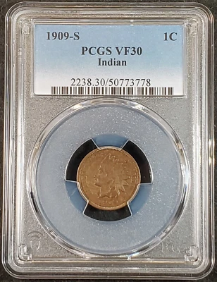 1909-S Indian Head Cent PCGS VF30 2238.30/50773778 Exquisite Coin Rare Key - Image 1 of 4
