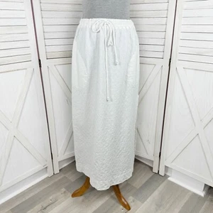 Free People Skirt Large White Textured Cotton Side Slit Maxi Pockets Drawstring - Picture 1 of 12
