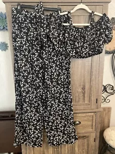 SHEIN Brand New Black Floral 3 Piece Over Belly Maternity Outift Size 6 - Picture 1 of 4