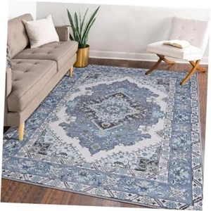 Area Rug 6x9 - Rug for Living Room Bedroom Non-Slip Machine 6ft x 9ft Blue - Picture 1 of 8