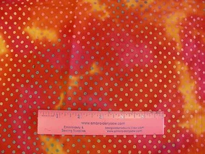 Cotton - Quilting - Batik - Polka dots on yellow orange pink - 1 1/4 yards - Picture 1 of 2