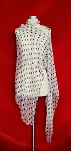 Vintage Moschino White Black Polka Dot Silk Chiffon Scarf - Picture 1 of 6