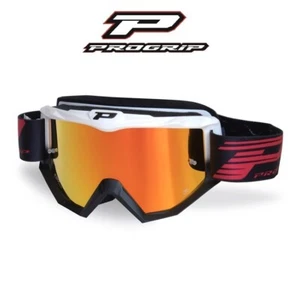 PRO GRIP ATZAKI GOGGLES WHITE/BLACK with MIRRORED LENS MX ENDURO OFF ROAD - Picture 1 of 2