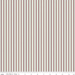 Merry Little Christmas Stripes Cream C14848 100% Cotton Fabric by the half yd - Picture 1 of 5