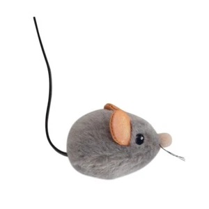Squeak Squeak Touch Activated Mouse Plush Cat Toy Grey Bat Chase Carry - Picture 1 of 5