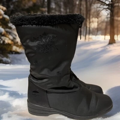 Totes STARIDE Winter Snow Boots Women's Size 6 Black Waterproof Zip Front Cozy - Image 1 of 4