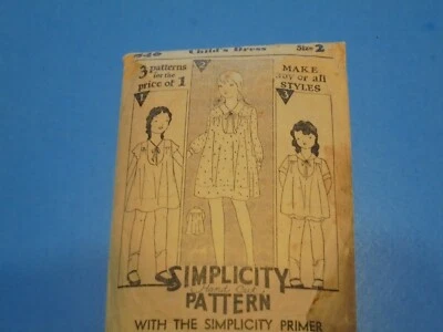 1920s Simplicity Sewing Pattern 446 Girls Dress Sz 2 Ruffle Long or Cape Sleeve - Image 1 of 4