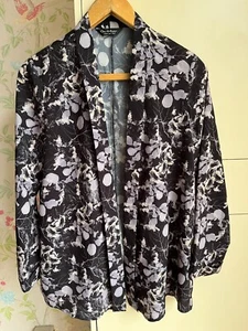 Miss Selfridge size 10 winter leaf print kimono jacket black white floral - Picture 1 of 9