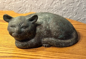 Asian Bronze Cat Sculpture - Picture 1 of 10