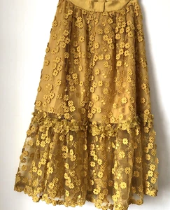 French Connection - Mustard Seed - Caballo Lace Skirt - RRP £120 BNWT - Size 14 - Picture 1 of 7