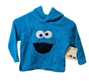 Sesame Street Y2K Cookie Monster Kids Fleece Hooded Sweatshirt Size 4T Blue NWT - Picture 1 of 6