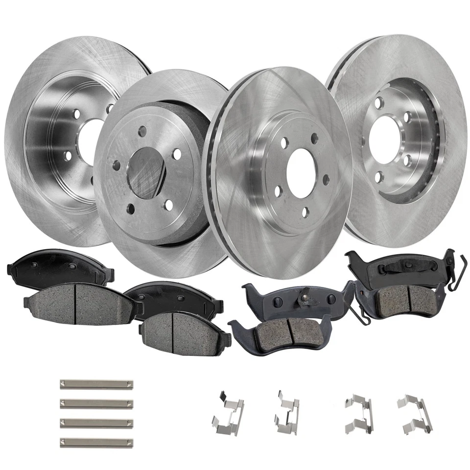 Kit de rotores e pastilhas de disco de freio dianteiro e traseiro para 2003-2007 Ford Crown Victoria - Imagem 1 de 4