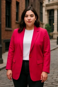 Preston & York Women’s One-Button Blazer Hot Pink Size 10 - Picture 1 of 14