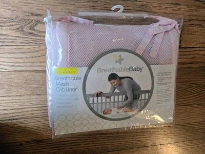 BreathableBaby Breathable Mesh Crib Liner – Classic Collection – Light Pink  - Image 1 of 4