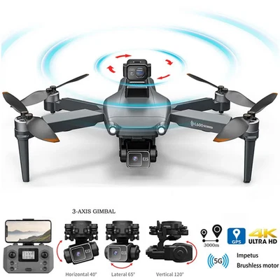 4K Professional 5G GPS HD 3-axis Gimbal Photography Brushless FoldableQuadcopter - Image 1 of 4