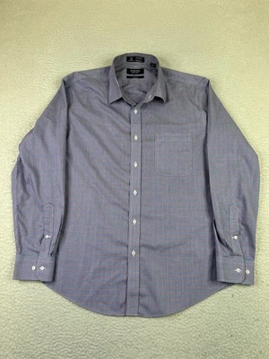 Camisa Nordstrom Para Hombres 16 32-33 Azul Rojo Ajuste a Cuadros Ajuste Sin Arrugas Cuidado Inteligente Foto 1 de 4