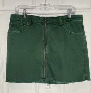 We The Free Mini Skirt Size 30 Green Zip It Up Distressed Raw Hem - Picture 1 of 6