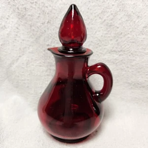 Avon Cruet Vintage Empty Strawberry Bath Foam Cleaned Small Ruby Glass 5" Tall - Picture 1 of 8