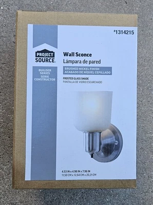 Project Source Wall Sconce Lamp Oil Rubbed Bronze Finish Frosted Glass Shade NEW - Image 1 of 4