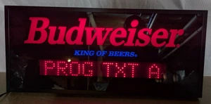 NUEVO Tablero de mensajes programable Alpha 1993 Budweiser King Beers vintage nuevo en caja 28" - Imagen 1 de 12