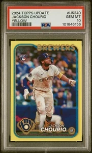 2024 Topps Update Jackson Chourio RC Brewers Yellow Foil POP 5 PSA 10 - Bild 1 von 2
