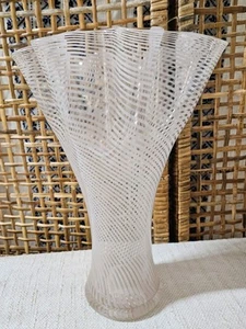 Vintage Pink White Fratelli Toso Latticino Murano Vase 11 1/2" High 8" Top - Picture 1 of 10