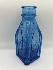 Wheaton N.J. Blue Glass Celebrated Remedy Bottle Edition III 8" Tall Cathedral - Picture 1 of 23