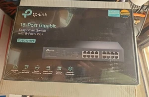 TP-Link 16-Port Gigabit 8 PoE+ Power Over Ethernet Smart Switch TL-SG1016PE New - Picture 1 of 2