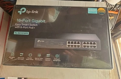 TP-Link 16-Port Gigabit 8 PoE+ Power Over Ethernet Smart Switch TL-SG1016PE New - Image 1 of 2