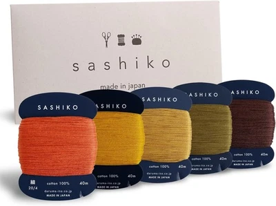 Tarjeta Sashiko Thread 100 Algodón Tipo 43,7 yd x 5 Colores con Manual Inglés, S... Foto 1 de 4