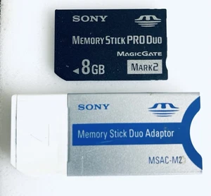 OEM Sony Memory Stick Pro Duo 8Gb Card & Adapter MSAC-M2 MagicGate Camera PSP - Picture 1 of 5