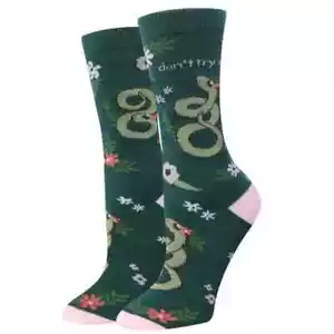 Don't Try Me Women's Crew Socks Size 9-11 Green Sock Harbor Snake Fashion New* - Picture 1 of 1
