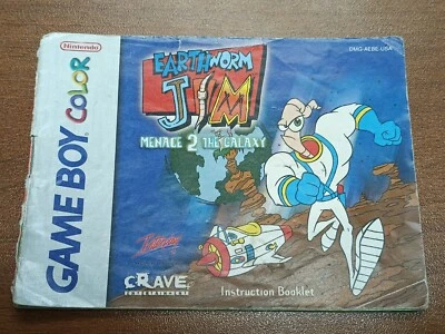 Earthworm Jim: Menace 2 the Galaxy Nintendo Gameboy Manual Solo Folleto Sin Juego Foto 1 de 2