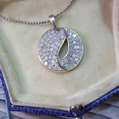 925 Sterling Silver Necklace, Genuine Diamond Pendant, 0.500ct, 16" Silver Chain - Image 1 of 4