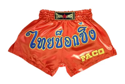 Thaiboxing Paco Película Bloodsport Naranja Kickboxing Muaythai Pantalones Cortos Lucha Disfraz Foto 1 de 2