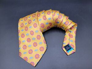 Ted Baker London Necktie 59x3.5 Yellow Floral Bright Geometric Silk