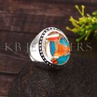 Solid 925 Sterling Silver Mens Ring Oyster Turquoise Mens Ring Handmade Ring