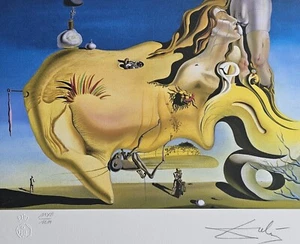 SALVADOR DALI Face of the great Masturbator HAND NUMBERED PLATE SIGNED LITHO ART - Picture 1 of 15