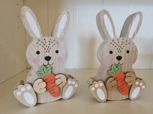 Ostern deko Osterhasen als Holz 2er Set - Bild 1 von 3