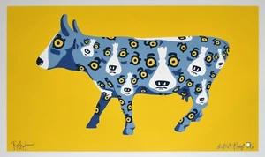 George Rodrigue Blue Dog Walking Across Texas Yellow Silkscreen Print Signed Art - Picture 1 of 4