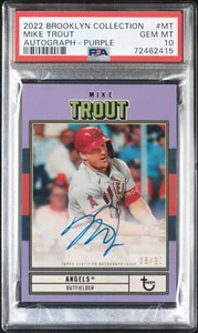 2022 Topps Brooklyn Collection - Autographs Purple #AC-MT Mike Trout /10 (AU) - Foto 1 di 3