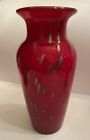Vintage Hand Blown Murano Style Red Copper Glitter Vase Attr. to Margies Garden