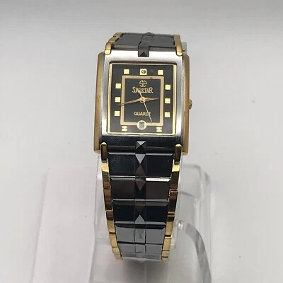 Swistar Damas Precisión Cuarzo Esfera Dorada y Correa de Reloj de Dos Tonos con Fecha-No Probada Foto 1 de 4