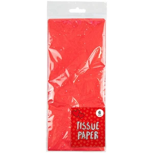 Red Glitter Tissue Paper - 6 Sheets Gift Wrapping Christmas Birthday Crafts Love - Picture 1 of 1