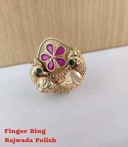 Joyería india Anillo de regalo de San Valentín Bollywood étnico enchapado en oro anillo de fiesta - Imagen 1 de 1