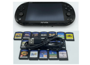 Sony PS Vita Black PCH-2000 w/Random 3 Games + 8GB Memory Card + USB cable (Exc)