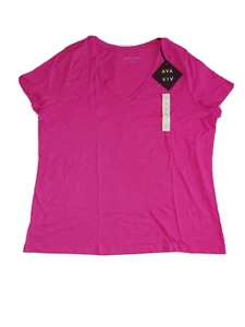 Ava & Viv Women's Very Pink Tee Shirt 1X, 3X - Picture 1 of 2