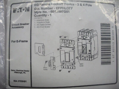 Eaton CH E frame circuit breaker 3/4 pole lockout EFPHLOFF 50 available - Image 1 of 4