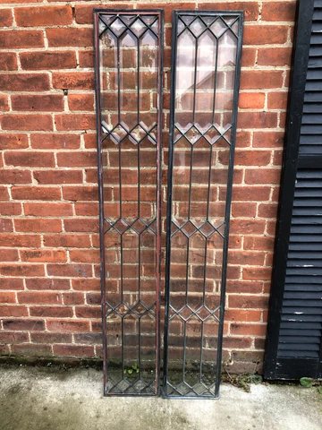 Antique PAIR BEVELED, LEADED SIDELIGHT  DOORS WINDOWS Cover