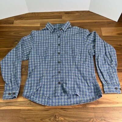 Camisa REI Manga Larga Azul A Cuadros Algodón Abotonada Exterior Mujer Exterior Talla M Foto 1 de 4